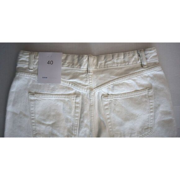 Bershka Women's Sz 40 US 8 White High Waisted Raw Hem Longline Denim Shorts - Picture 5 of 8